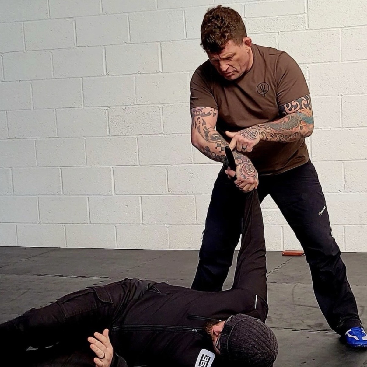 Ground control with edged weapon awareness drill